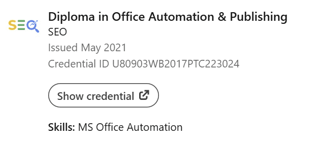 Diploma in Office Automation & Publishing (SEO)