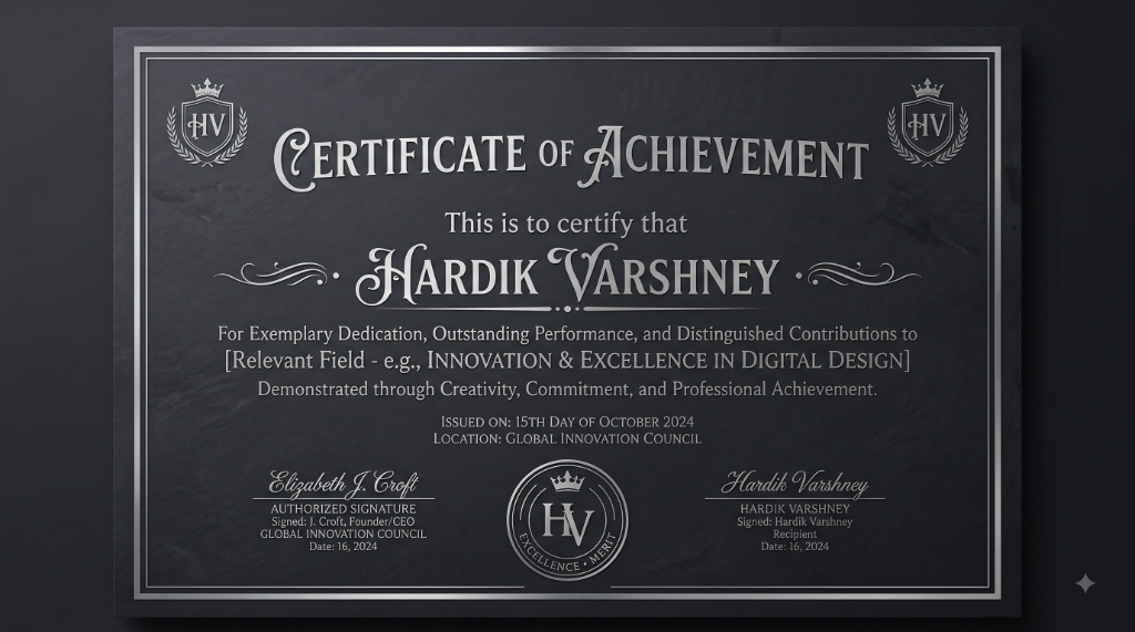 Certificate of Achievement - Hardik Varshney